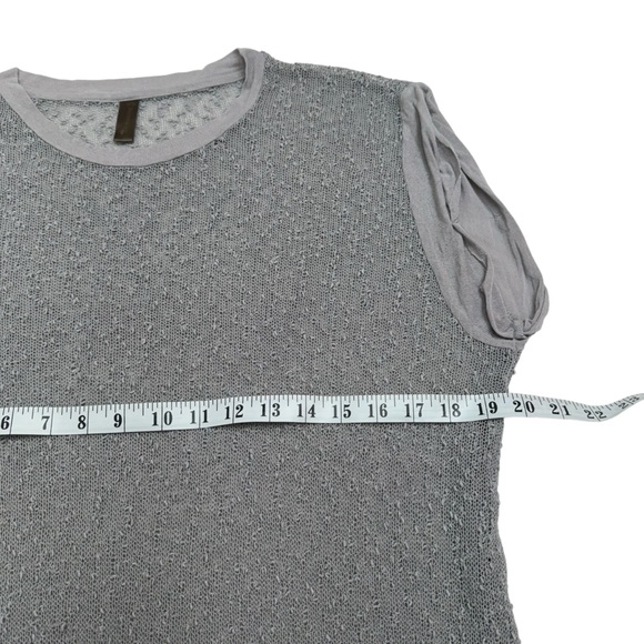 Danny Be Grey Loose Knit Short Sleeve Round Neck Sweater Top Size S - Picture 6 of 8